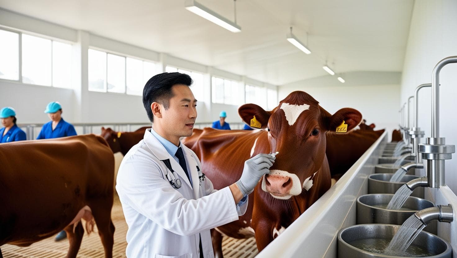 Veterinarian with livestock