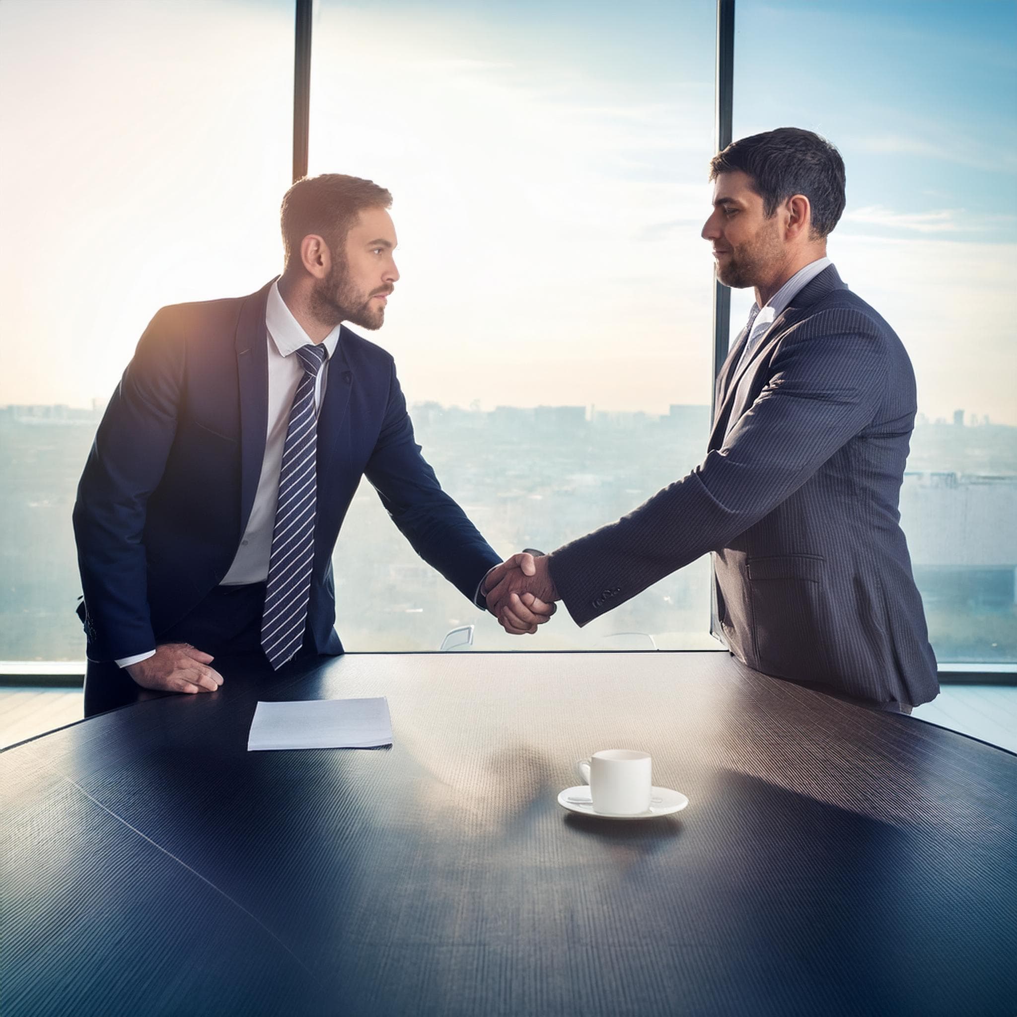 Businessmen shaking hands for flexible tanker solutions