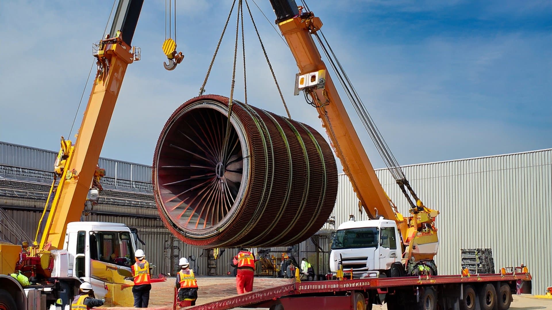 Crane loading oversized cargo